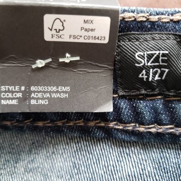 New Nine West Jeans Womens Adela Wash Bling Denim Capri Cropped Size 4/27 Bling - Picture 10 of 12